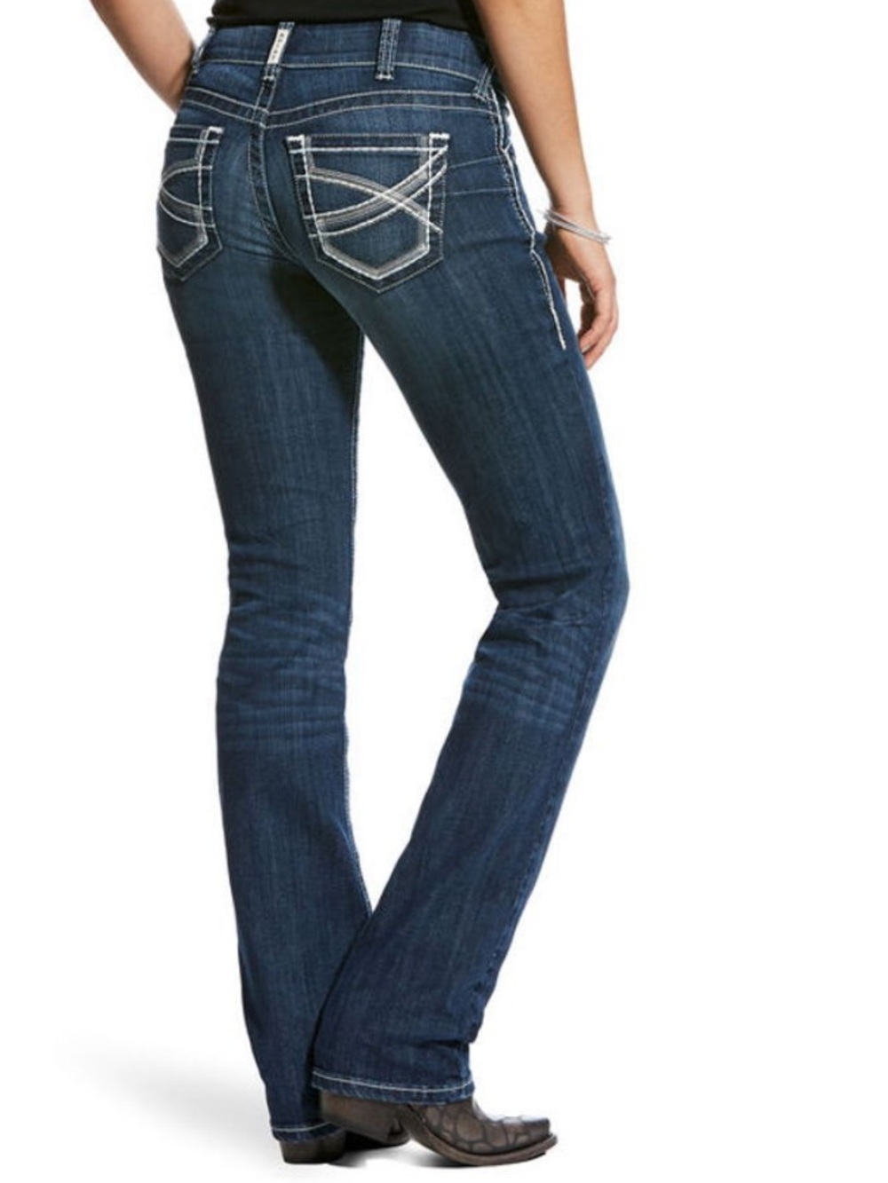 Ariat Real Women's Mid Rise Stretch Ivy Stackable Straight Leg Jeans - Dresden